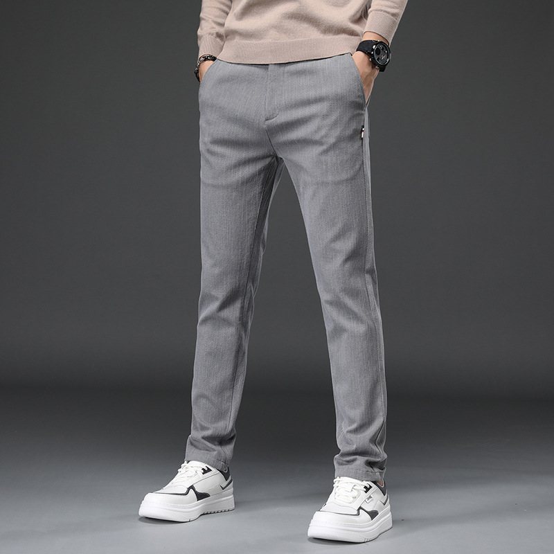 Män Stilig Casual Slim Byxor Skinny Mid Midja