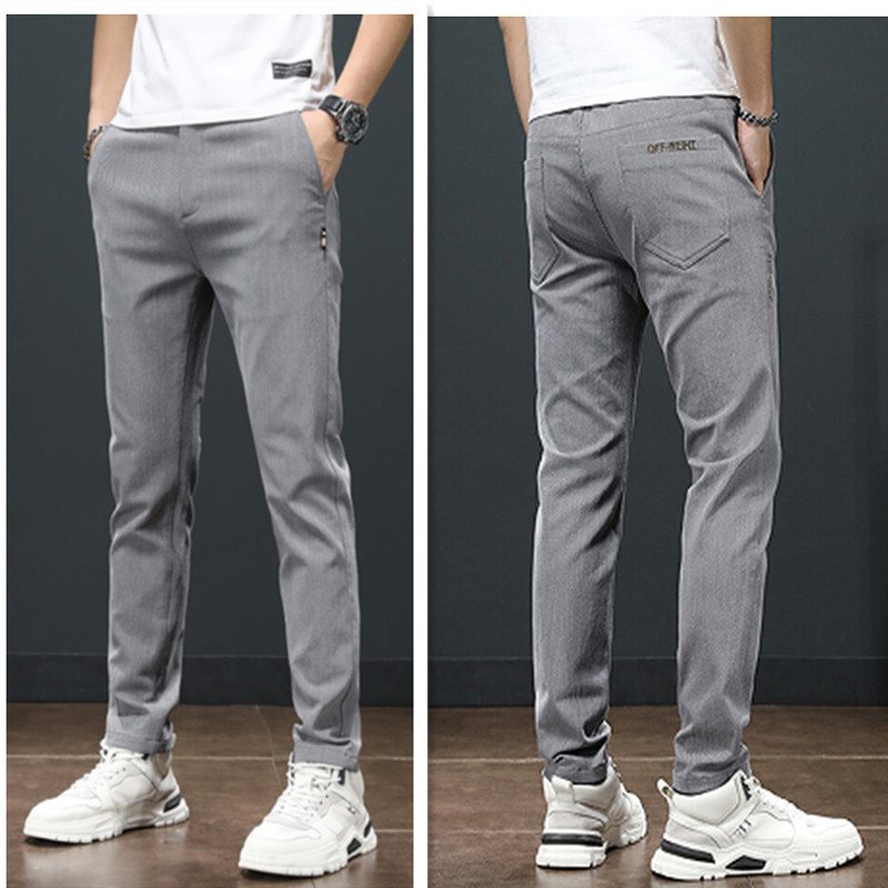 Män Stilig Casual Slim Byxor Skinny Mid Midja