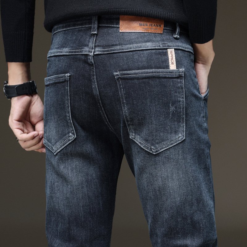 Stretchjeans Män Små Fötter Slim Fit