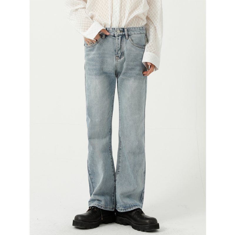 Trend Personlighet Rak Micro Trumpet Enfärgade Jeans Män