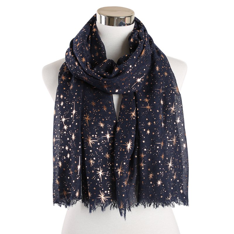 Bronzing Silver Stars Starry Sky Shawl Scarf Dam Galaxy