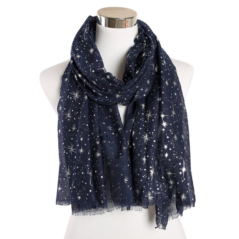 Bronzing Silver Stars Starry Sky Shawl Scarf Dam Galaxy