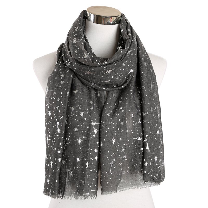 Bronzing Silver Stars Starry Sky Shawl Scarf Dam Galaxy