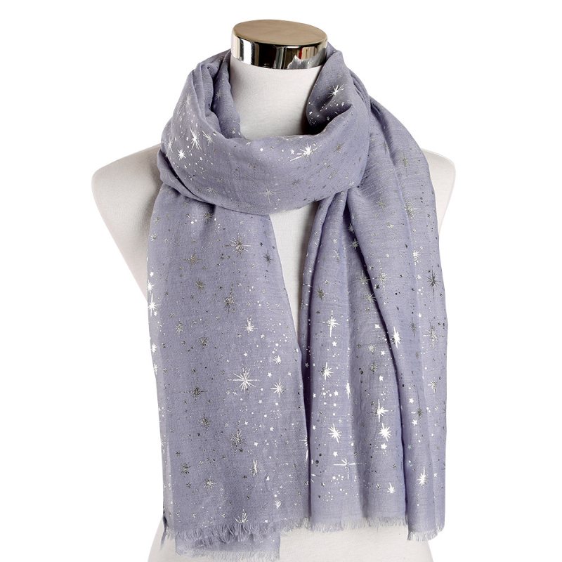 Bronzing Silver Stars Starry Sky Shawl Scarf Dam Galaxy