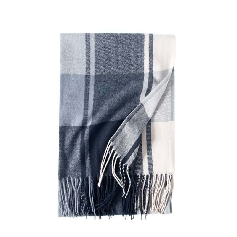 Deqing Siyue Rutig Cashmere Scarf 2024 Ny Vinter Damsjal Förtjockad Varm Tofs