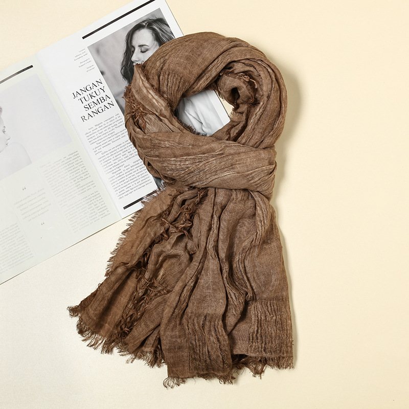 Gammal Four Seasons Bomull Linne Sjal Mode Casual Scarf