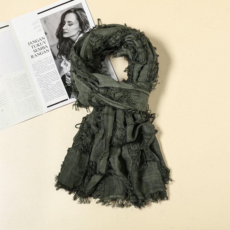 Gammal Four Seasons Bomull Linne Sjal Mode Casual Scarf