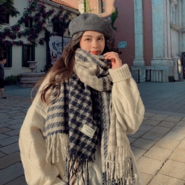 Houndstooth Scarf Hona Höst Och Vinter 2024 Ny Student Sjal Varm Hane