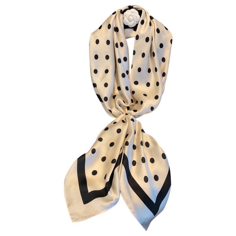 Ny Dekorativ Rutig Sidenscarf Halsduk Retro Polka Dot Scarf Professionell Damkonst Fyrkantig