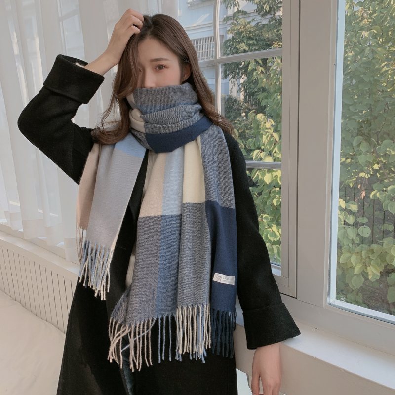 Scarf Dam Vinter 2024 Cashmere Rutig Höst Ny