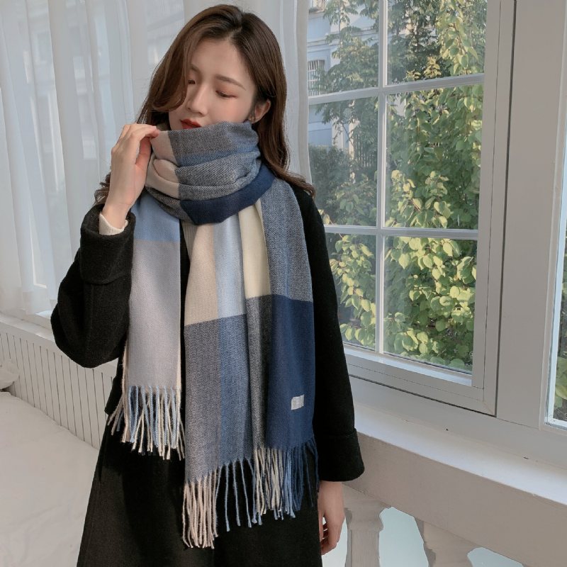 Scarf Dam Vinter 2024 Cashmere Rutig Höst Ny