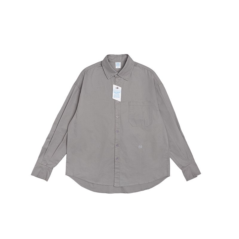 Herrskjorta Långärmad Khaki Loose Fit Enfärgad