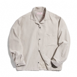 Långärmad Herrskjorta Layered Loose Peach Velvet Shirt Herr