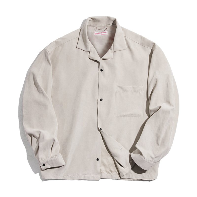 Långärmad Herrskjorta Layered Loose Peach Velvet Shirt Herr