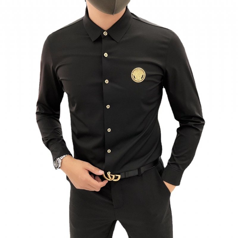 Långärmad Herrskjorta Slim Fit High End Silky Stretch Trendig