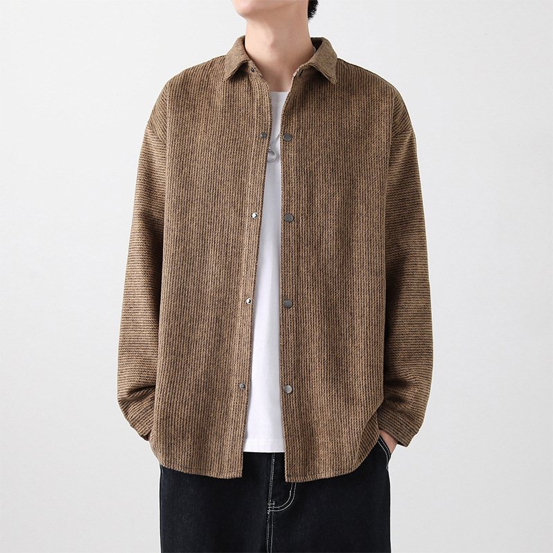 Skjorta Män Våren Nya Trend Enfärgad Casual Lapel Coat