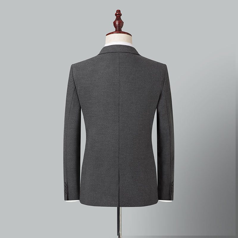 Herrkostym Tvådelad Grå Broderad Borstad Slim Fit Elegant Mode