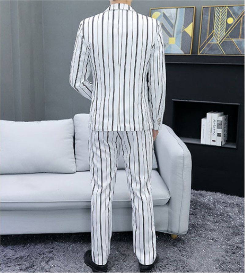 Kostymer Herr Stripes Ungdom Casual Tvådelade Slim Fit Jackor