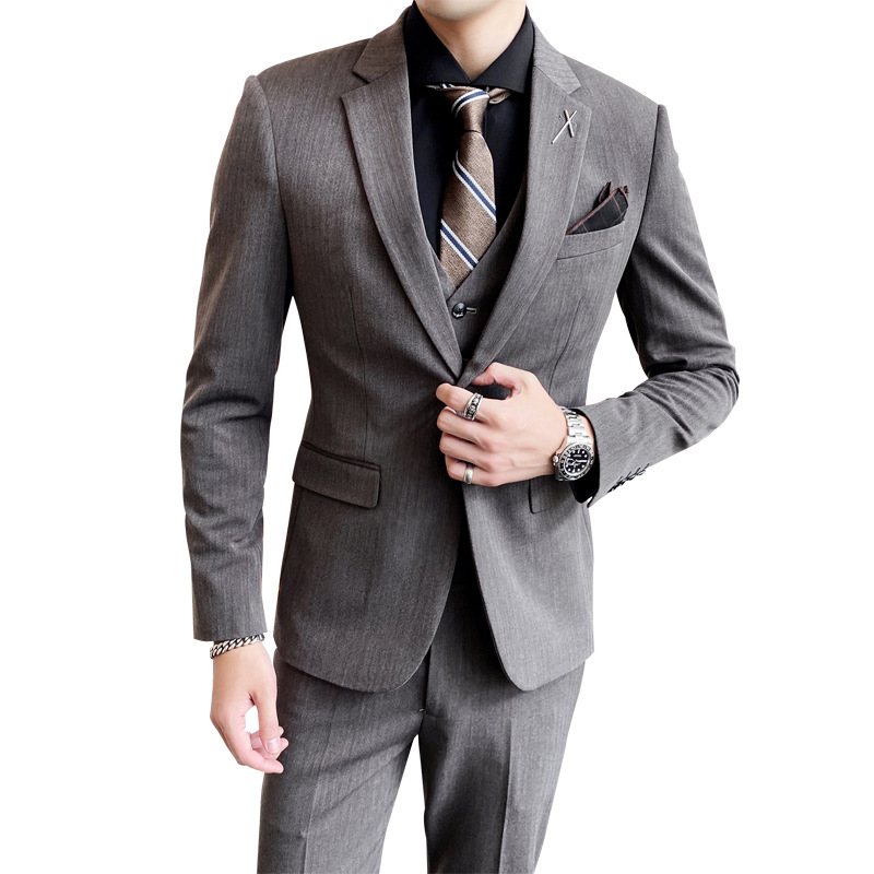 Slim Fit Suit Herr Business Formell Tredelad Kostym