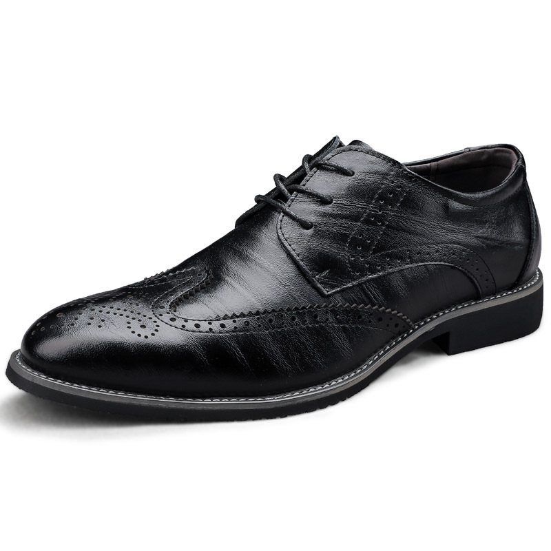 Herrskor Brogue Skor Klänning Business Casual Stor Storlek Spring Low Top Snitt Läder Yta Gentleman