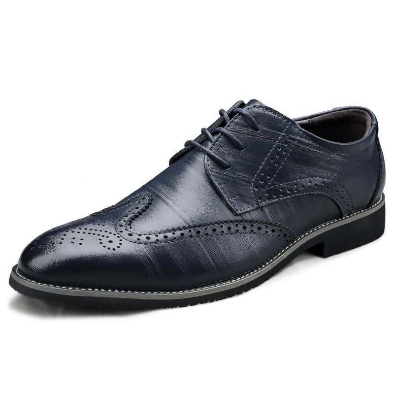 Herrskor Brogue Skor Klänning Business Casual Stor Storlek Spring Low Top Snitt Läder Yta Gentleman