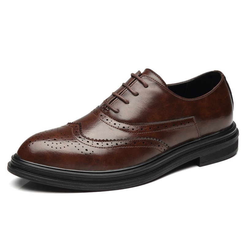 Höstklänning För Män Skor Med Spetsad Tå Klänning Brogue Män Trend Ungdom Business Casual