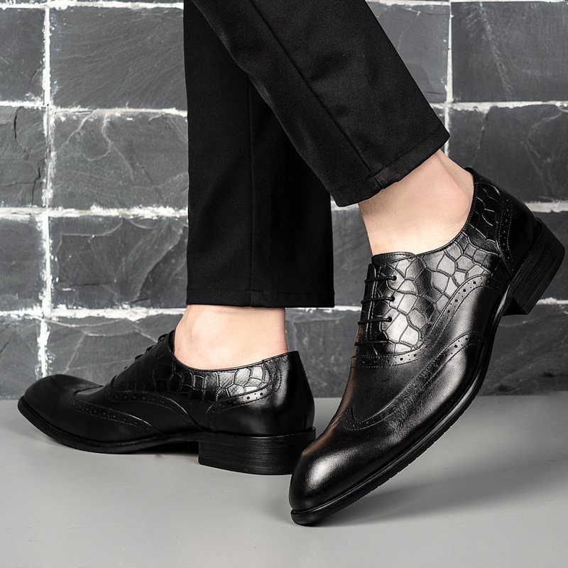 Läder Oxford Klänning Skor För Män Brogue Snidade Herrskor Business Dress Professionell