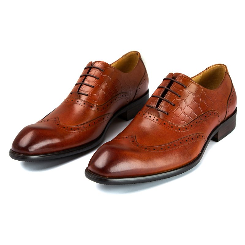 Läder Oxford Klänning Skor För Män Brogue Snidade Herrskor Business Dress Professionell