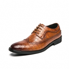 Nya Formell Klänningsskor I Plusstorlek För Män Mode Retro Brogue Skor Plädsömmar Snörning Med Spetsad Tå