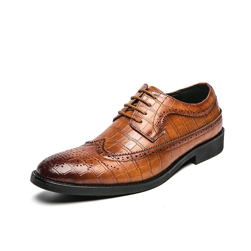 Nya Formell Klänningsskor I Plusstorlek För Män Mode Retro Brogue Skor Plädsömmar Snörning Med Spetsad Tå