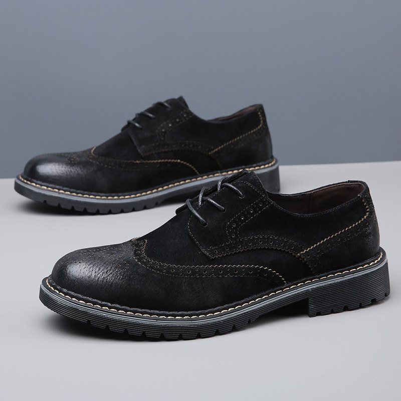 Vår Och Höst Brogue Skor Herr Läder Affärsklänning Retro Spetsig Klänning Trend