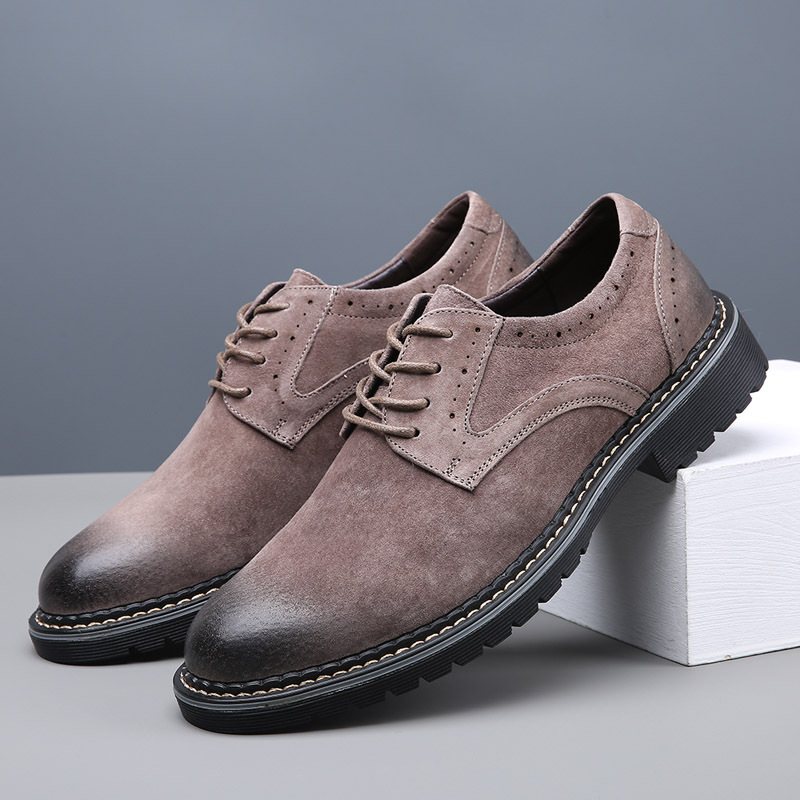 Vår Och Höst Brogue Skor Herr Läder Affärsklänning Retro Spetsig Klänning Trend