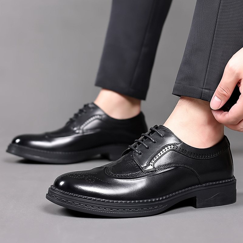 Våren Business Casual Dress Klänning Skor Herr Läder Brogue Herrskor