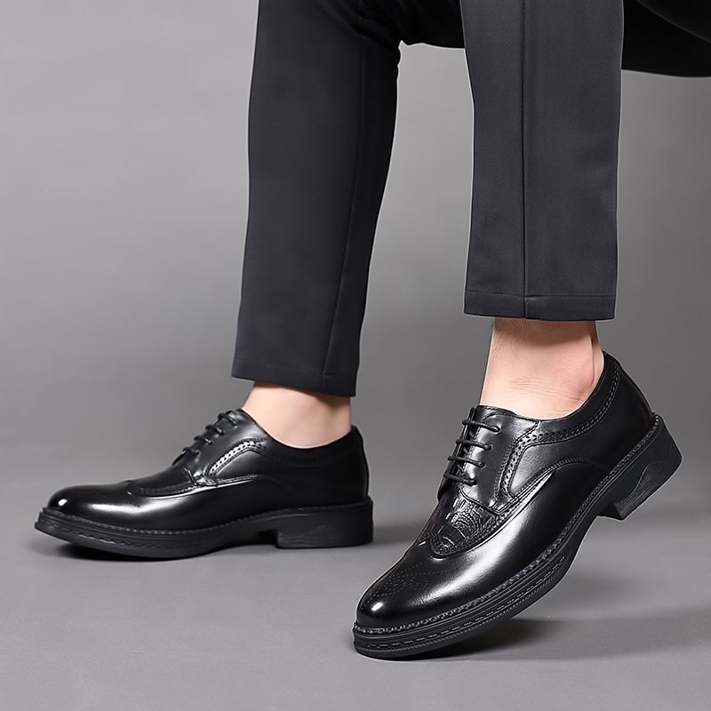 Våren Business Casual Dress Klänning Skor Herr Läder Brogue Herrskor