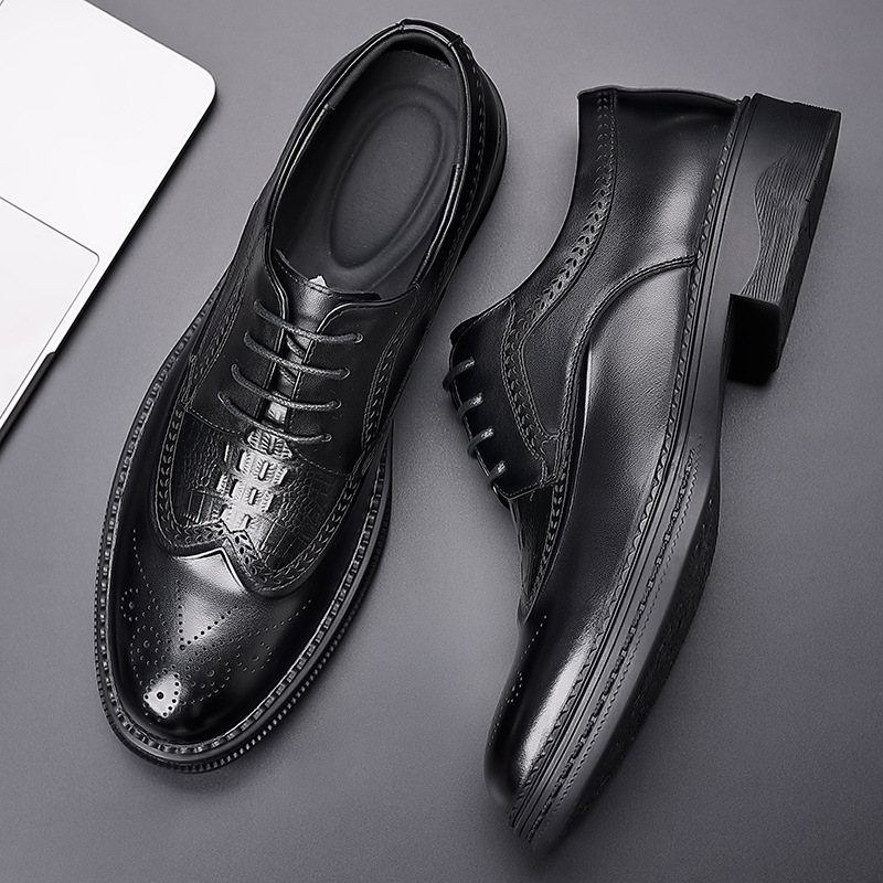 Våren Business Casual Dress Klänning Skor Herr Läder Brogue Herrskor