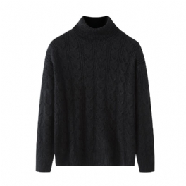 2024 Jacquard Texture Trend Lös Stickad Tröja Turtleneck Varm