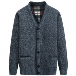 Herrtröja Cardigan Tjock Stickat Ytterplagg Modejacka Varm Trend