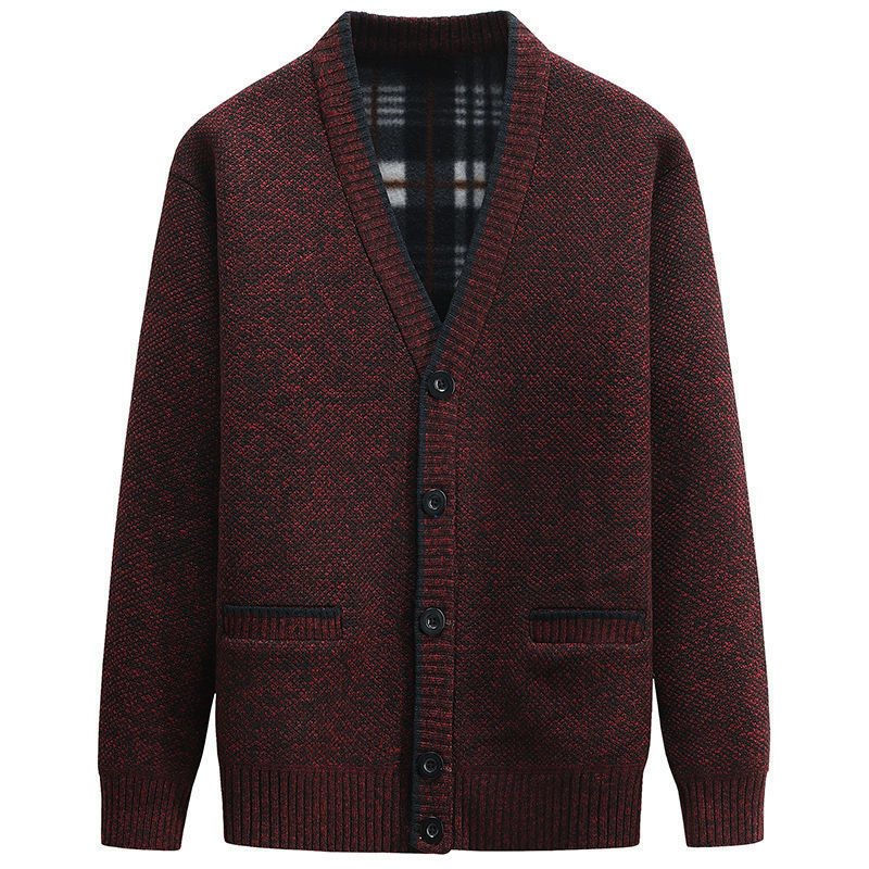 Herrtröja Cardigan Tjock Stickat Ytterplagg Modejacka Varm Trend