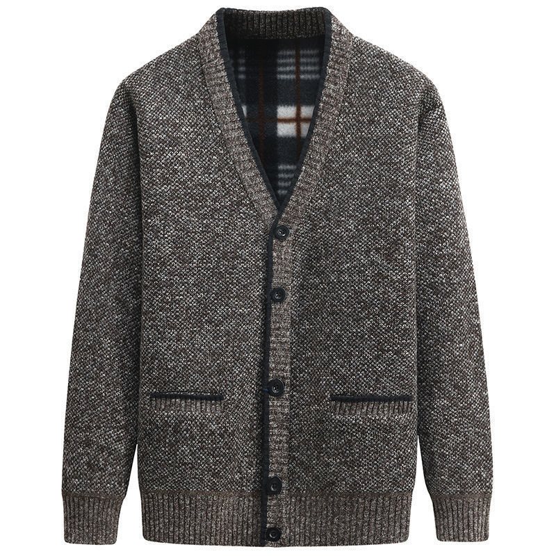 Herrtröja Cardigan Tjock Stickat Ytterplagg Modejacka Varm Trend