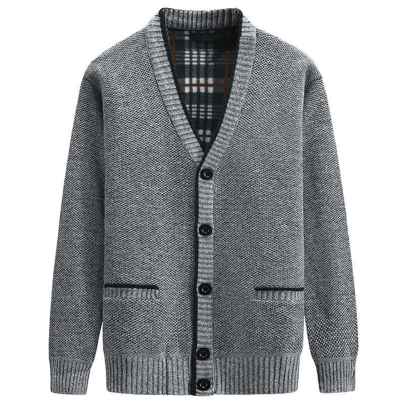 Herrtröja Cardigan Tjock Stickat Ytterplagg Modejacka Varm Trend