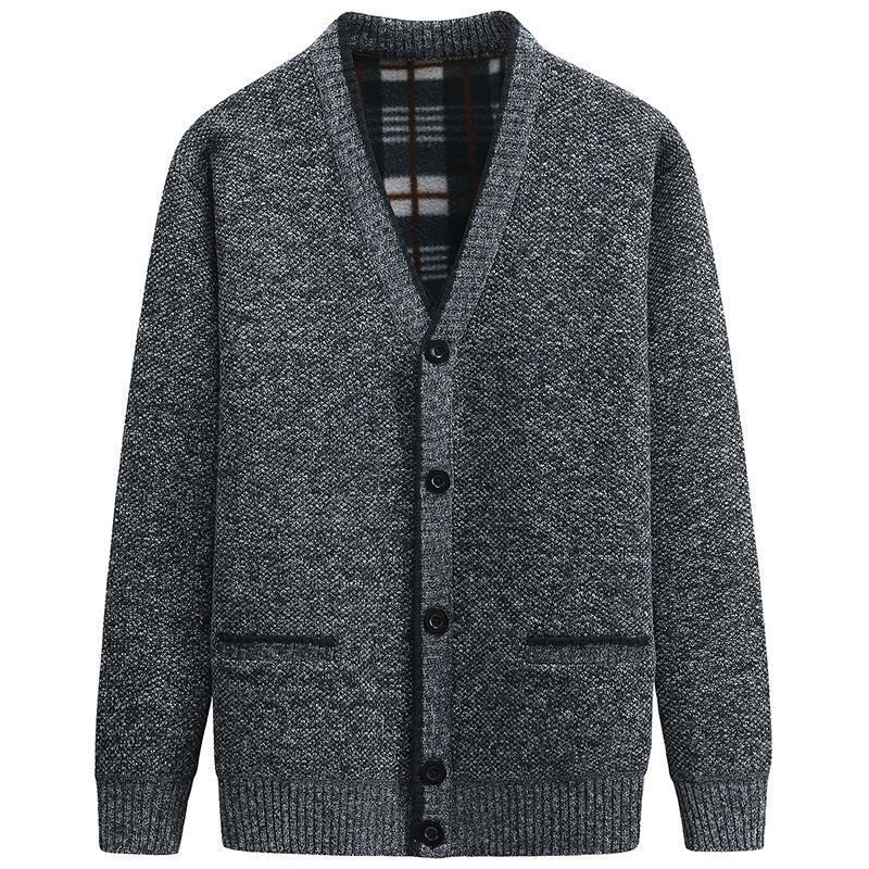 Herrtröja Cardigan Tjock Stickat Ytterplagg Modejacka Varm Trend