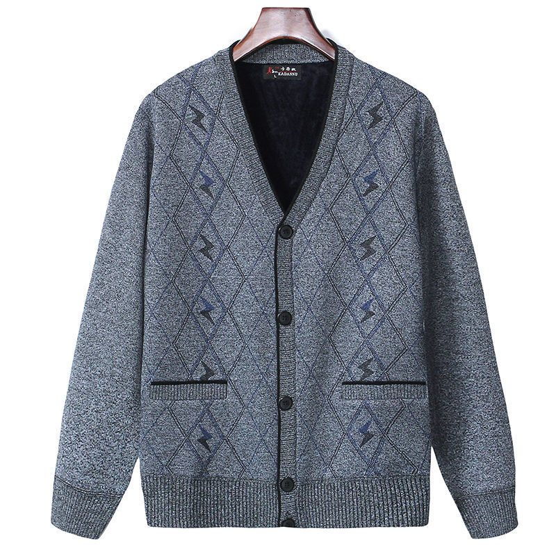 Herrtröja Cardigan Tjock Stickat Ytterplagg Modejacka Varm Trend