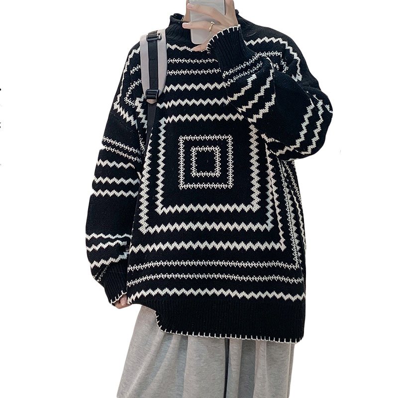 Herrtröja Cardigan Tjock Stickat Ytterplagg Modejacka Varm Trend