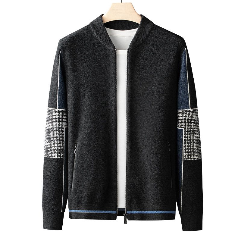 Lapel Cardigan Sweater Herr Lös Trendig Casual Knitwear Jacka