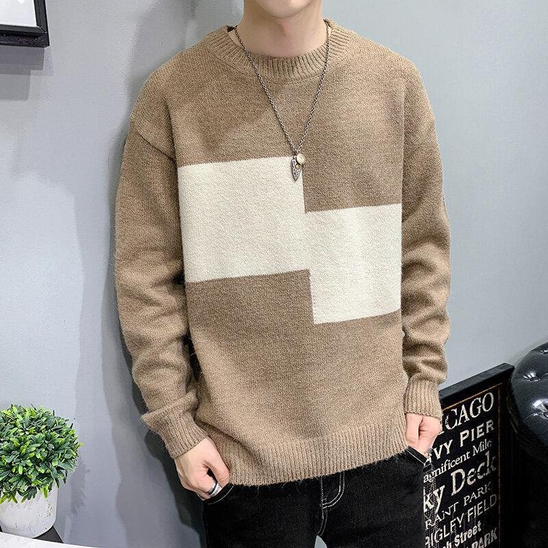 Trikå För Män Mode Casual Trend Lapel Sweater 2024