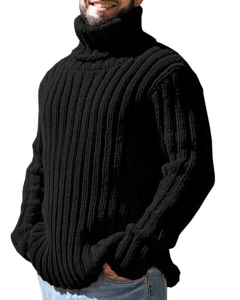 Turtleneck Herr Enfärgad Slim Fit Stickade Toppar 2024 Mode