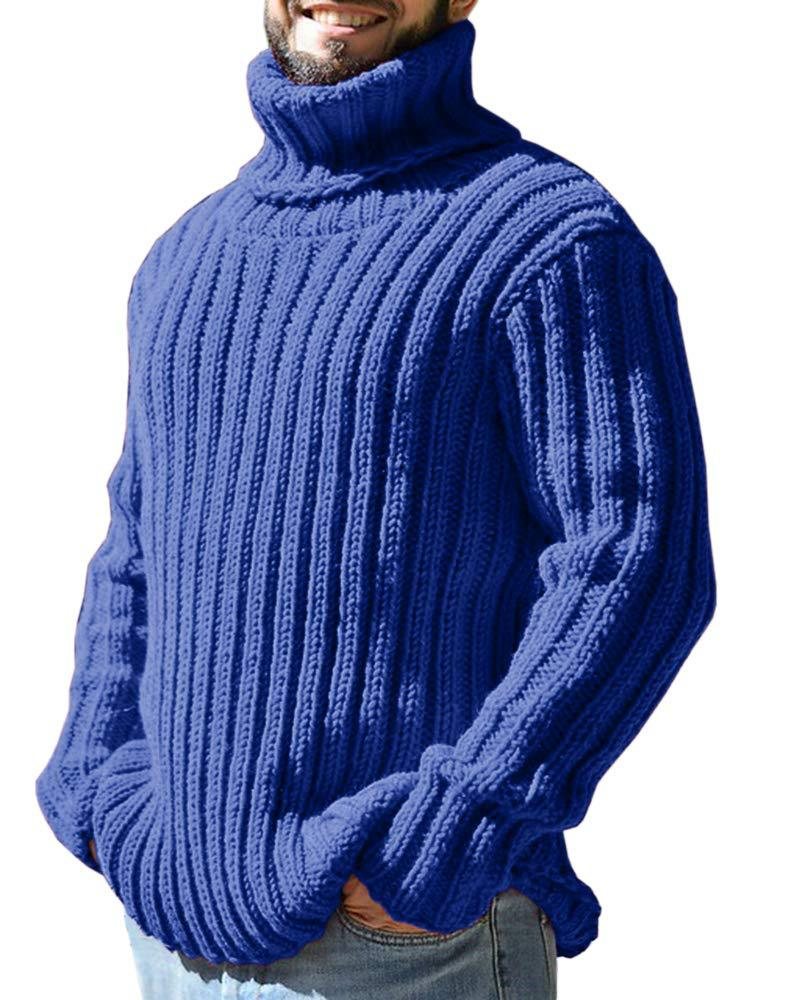 Turtleneck Herr Enfärgad Slim Fit Stickade Toppar 2024 Mode