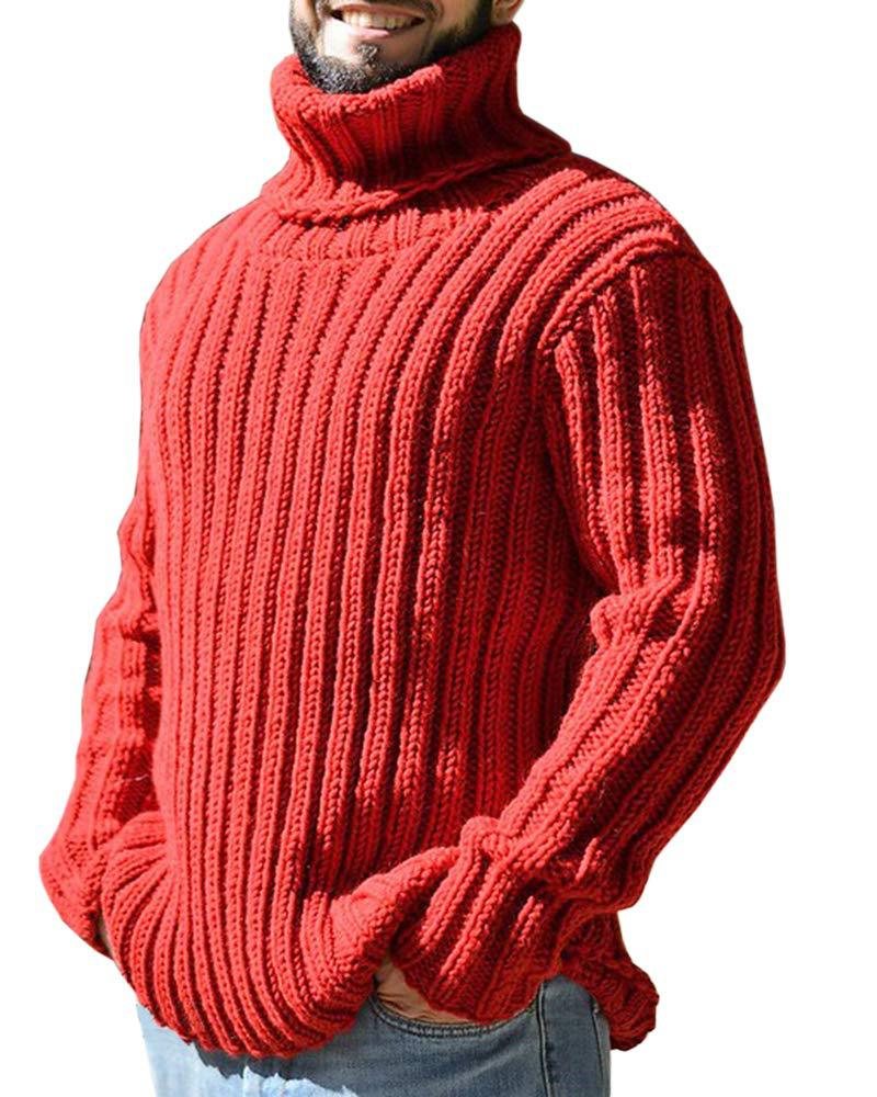 Turtleneck Herr Enfärgad Slim Fit Stickade Toppar 2024 Mode