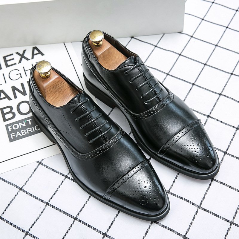 Plus Size Business Casual Oxford Skor Mäns Svarta Klänning Mode Brogues Snidade Bröllopsskor