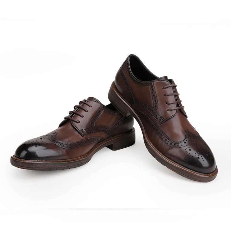 Skor Herr Läder Oxford Klänning Business Casual Brogue Graverade Bröllopsskor Derby